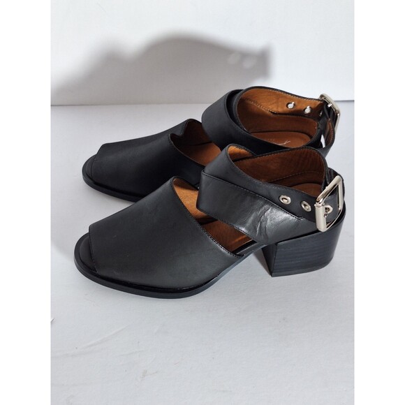 Jeffery Campbell x Free People Mary Jane Sandals Sz 6 Peep Toe Block Heel Black - Picture 3 of 10